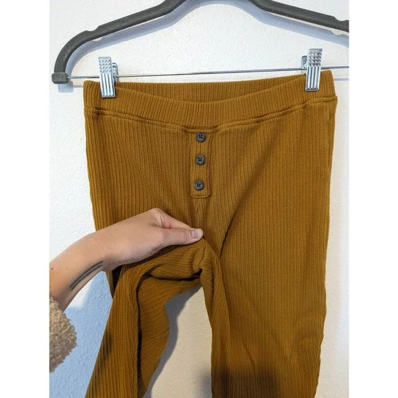 Madewell Ribbed Knit Slim Pajama Pants Golden Yellow - Picture 6 of 9